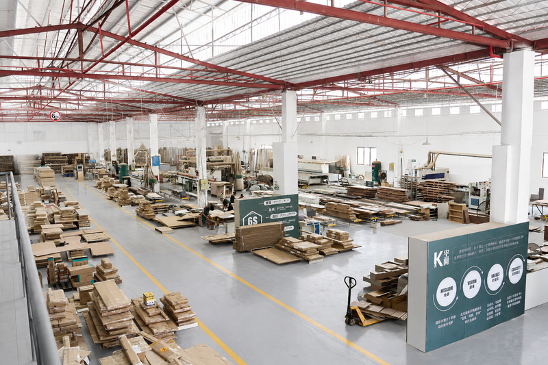Furniture Bright furniture factory production floor with organized panel processing lines