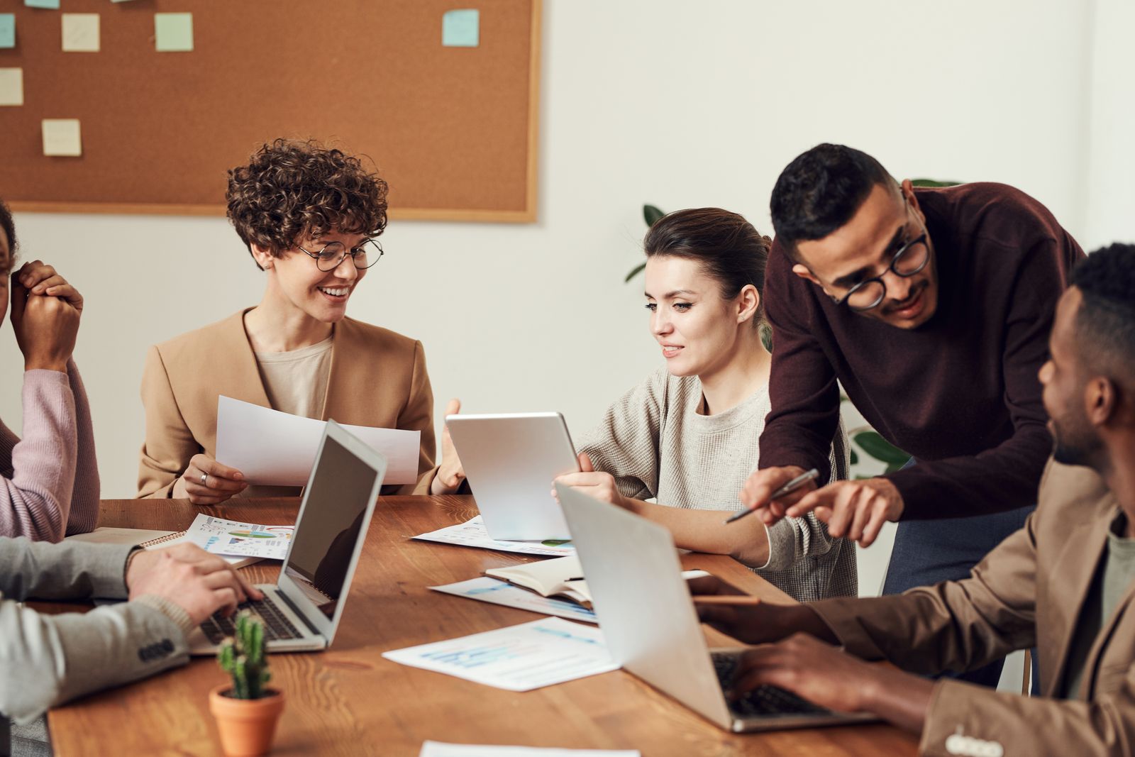 Professionals in a business negotiation meeting
