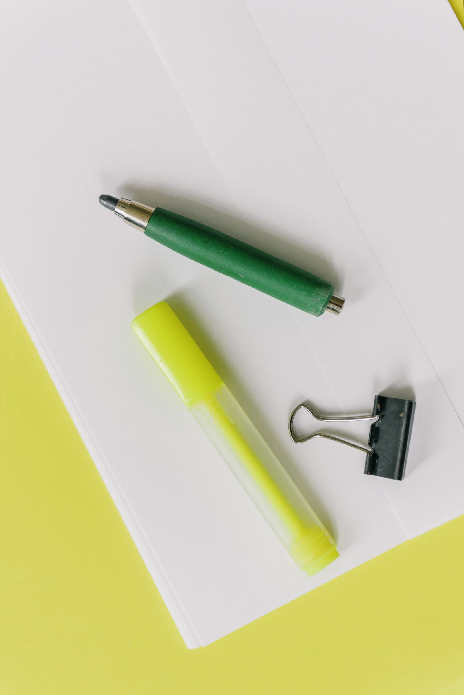 Office stationery and general supplies flat lay